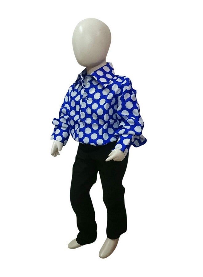 BookMyCostume BookMyCostume Blue Polka Dots Shirt & Black Pant | Retro Theme Kids Fancy Dress Costume 5-6 years  - Image 4
