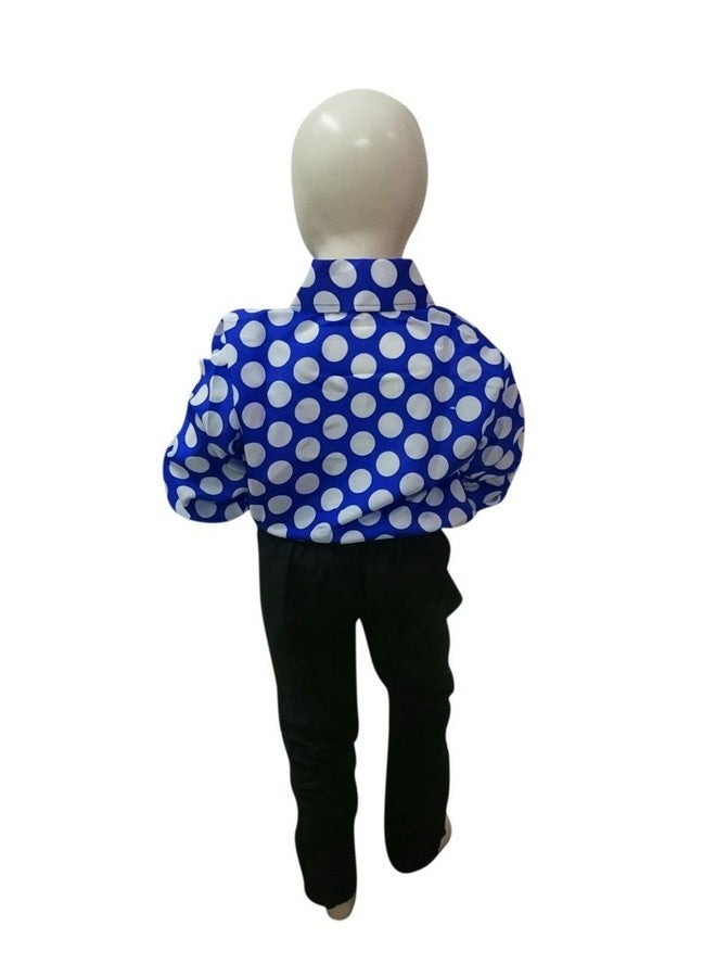 BookMyCostume BookMyCostume Blue Polka Dots Shirt & Black Pant | Retro Theme Kids Fancy Dress Costume 5-6 years  - Image 3