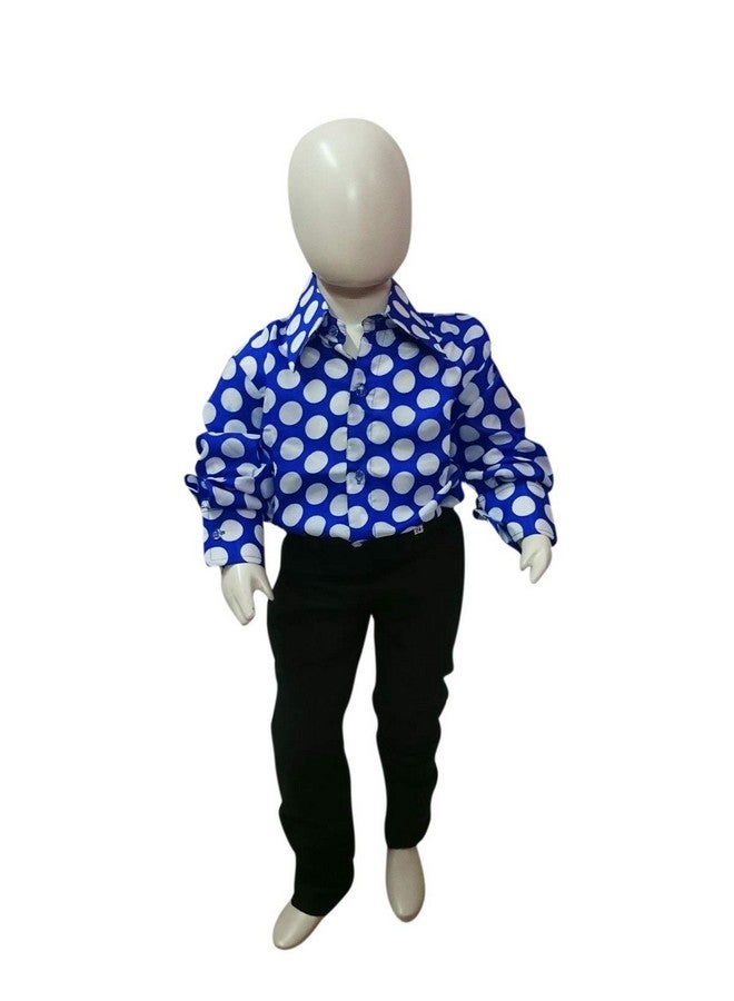 BookMyCostume BookMyCostume Blue Polka Dots Shirt & Black Pant | Retro Theme Kids Fancy Dress Costume 5-6 years  - Image 1