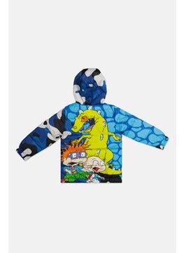 nickelodeon Toddlers Boy Allover Printed Puffer Jacket, Blue Combo  - Image 2