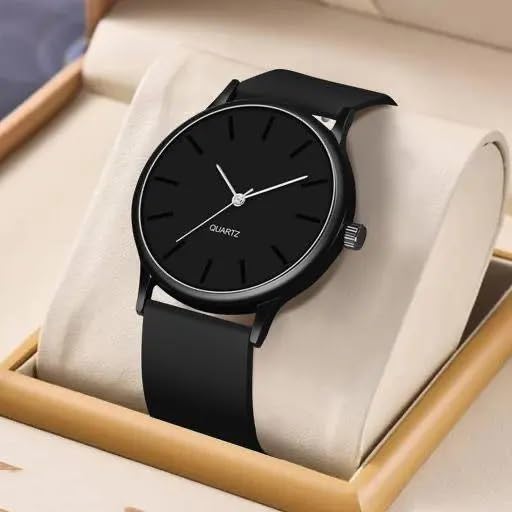Acnos Men Black Colour Dial with Softest Silicone Colors Strap Analog Wrist Watch - Image 2