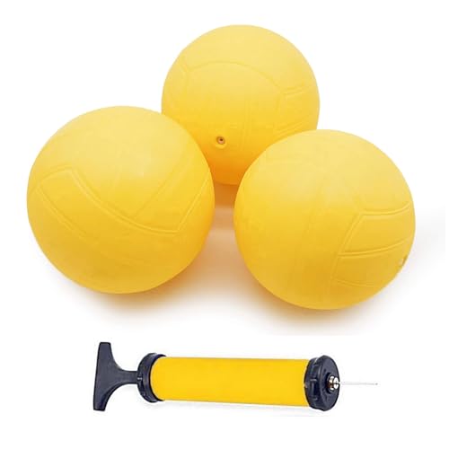 Aolowewin Spike Replacement Balls Roundnet Game Extra Balls Strong Bouncing Water Pool Lawn Beach Mini Volleyball Activity Play Ball 35inch 3Pack Ball with Pump - Image 1