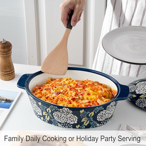 Jemirry Ceramic Casserole Dish With Lid, Casserole Dishes for Oven, Baking Dish Lasagna Pans For Cooking, Oval Baking Pan, Dutch Oven, Perfect for Bread Baking and Serving, Housewarming, Thanksgiving - Blue - Image 5