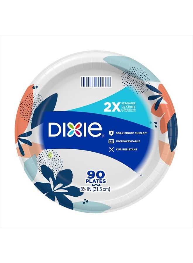 Dixie Medium Paper Plates, 8.5 Inch, 90 Count, 2X Stronger*, Microwave-Safe, Soak-Proof, Cut Resistant, Disposable Plates For Everyday Breakfast, Lunch, & Dinner Meals - Image 1