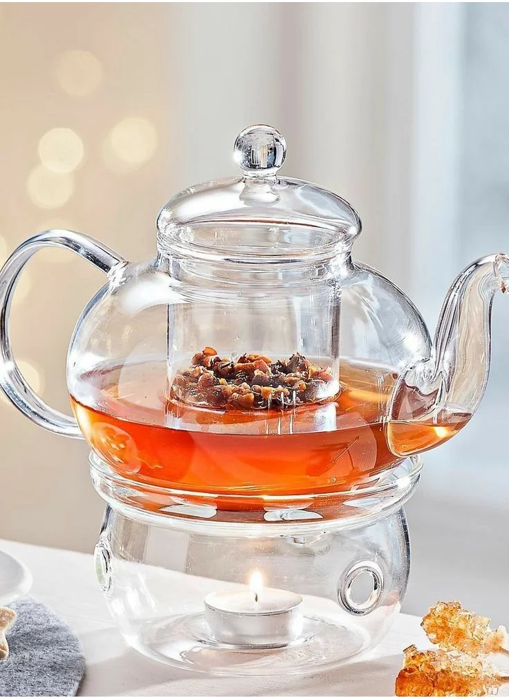 1Chase Glass Teapot 600ML With Tea Warmer