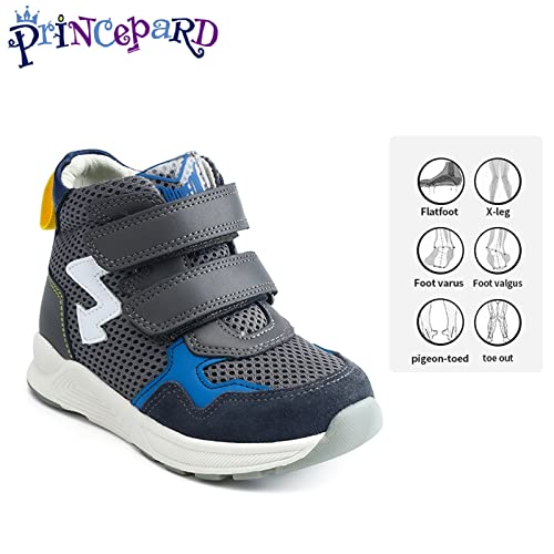 princepard Orthopedic Shoes for Kids with Arch & Ankle Support for Girls and Boys' Flat Foot,High Top Corrective Sneakers,Anti-Slip Soles Grey - Image 2