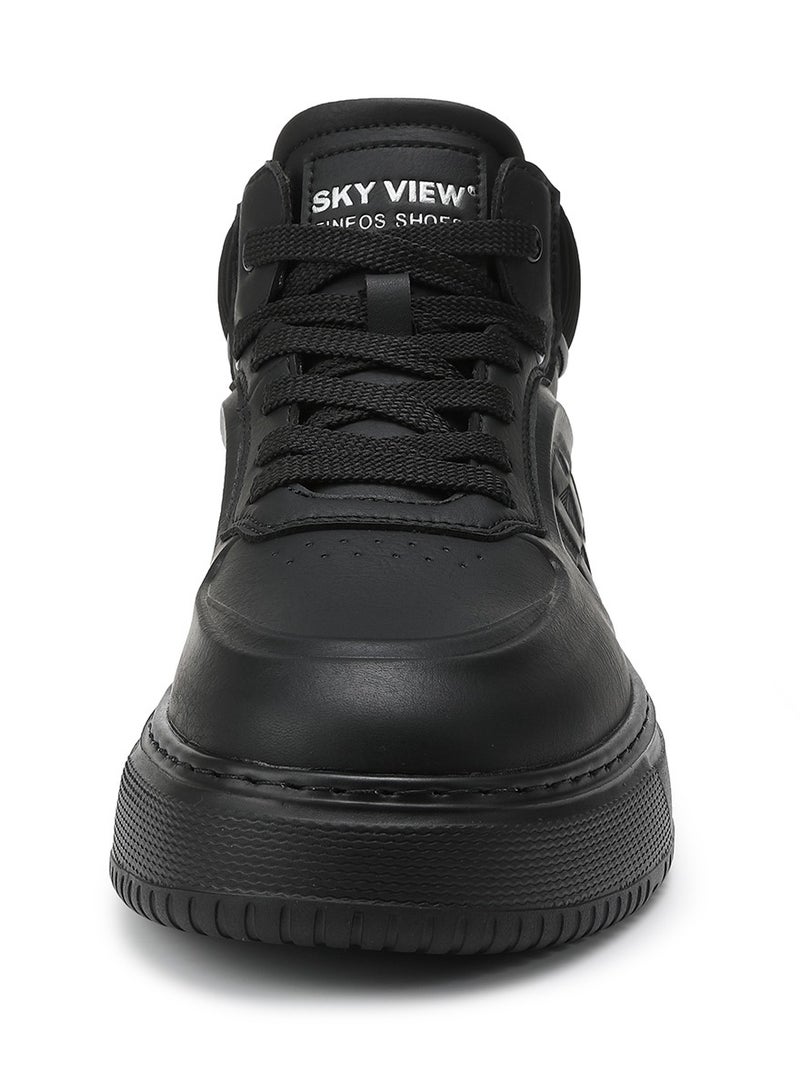 Sky View SKY VIEW Men's Fashion Shoes Ultrafine Fiber Vamp Casual Ankle Boots For Men Non Slip Lace Up Chunky Sneakers Cushioned And Lightweight Mid Top Walking Shoes Black-07  - Image 3