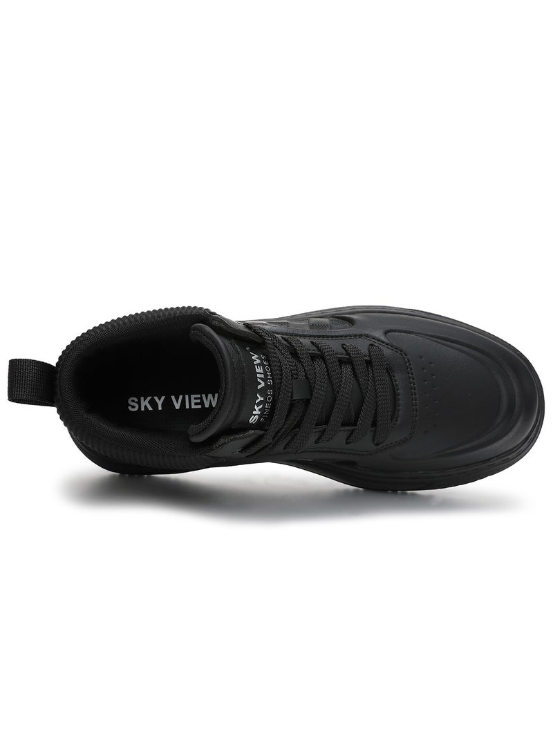 Sky View SKY VIEW Men's Fashion Shoes Ultrafine Fiber Vamp Casual Ankle Boots For Men Non Slip Lace Up Chunky Sneakers Cushioned And Lightweight Mid Top Walking Shoes Black-07  - Image 5