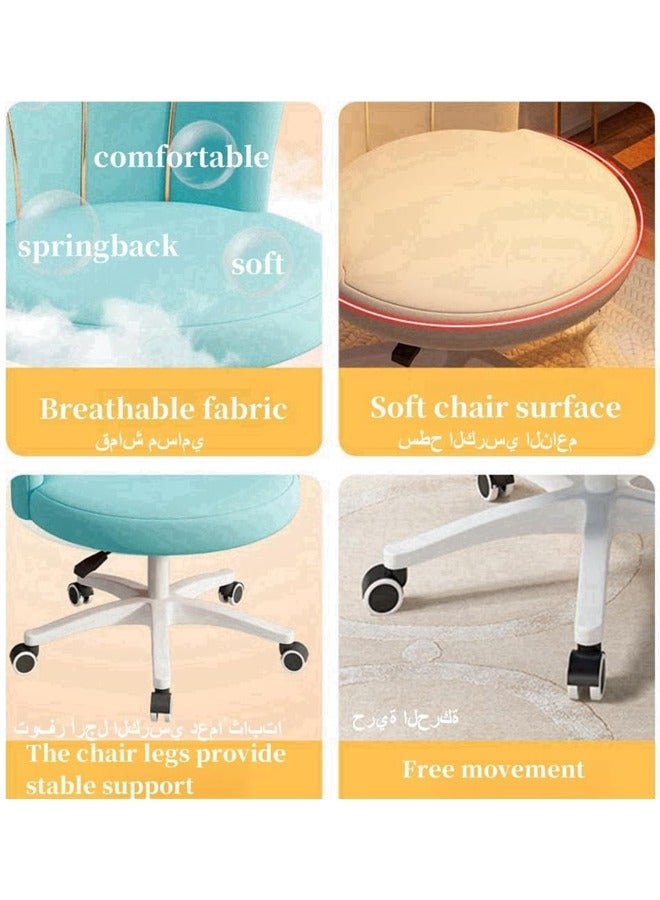 HQ-GAMING Ergonomic Office Chair Vanity Chair, Lumbar Support Computer Chair with Petal-Shaped Backrest Adjustable Height, Upholstered Vanity Chair with Wheels, Swivel Task Chair, Makeup Chair (Beige) - Image 3