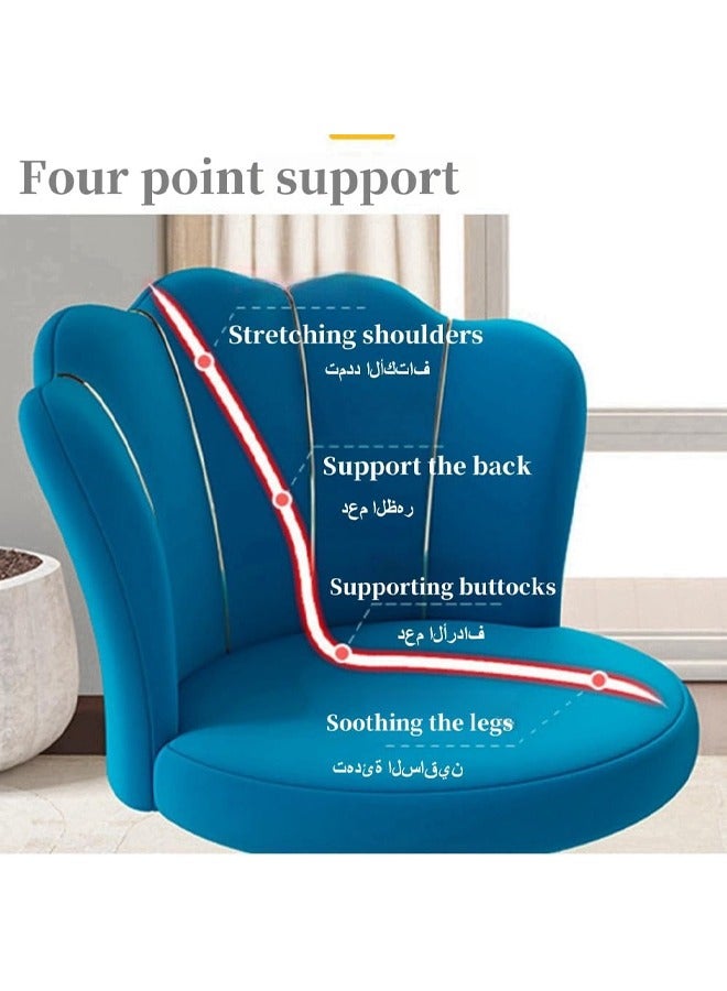HQ-GAMING Ergonomic Office Chair Vanity Chair, Lumbar Support Computer Chair with Petal-Shaped Backrest Adjustable Height, Upholstered Vanity Chair with Wheels, Swivel Task Chair, Makeup Chair (Beige) - Image 4