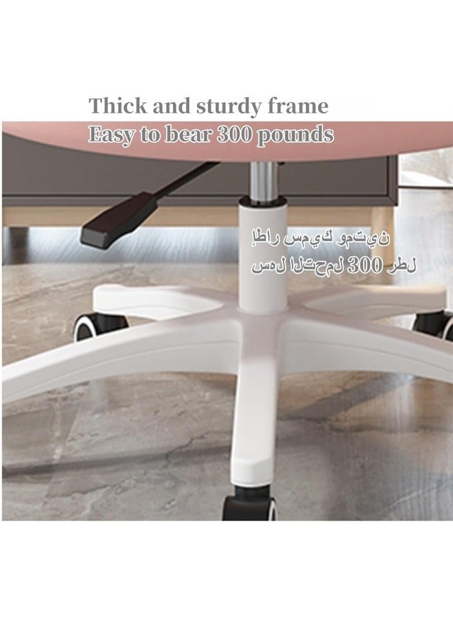 HQ-GAMING Ergonomic Office Chair Vanity Chair, Lumbar Support Computer Chair with Petal-Shaped Backrest Adjustable Height, Upholstered Vanity Chair with Wheels, Swivel Task Chair, Makeup Chair (Beige) - Image 5