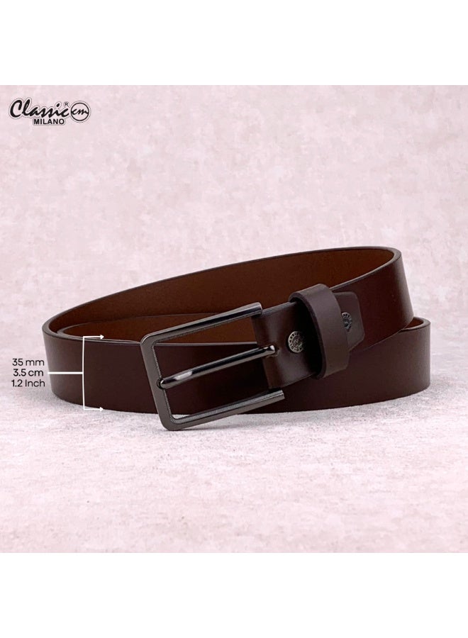 Classic Milano Genuine Leather Belt for Men – Black Formal Belt Men – Men Belts for Office & Business Wear – Mens Belt Leather with Gift Box - Image 5