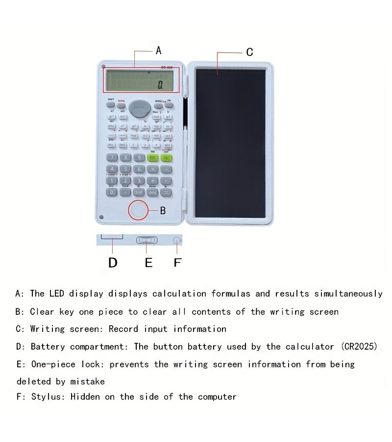Blue Handwriting Board Calculator 12 Digit with Stylus One Button Clear - Image 5