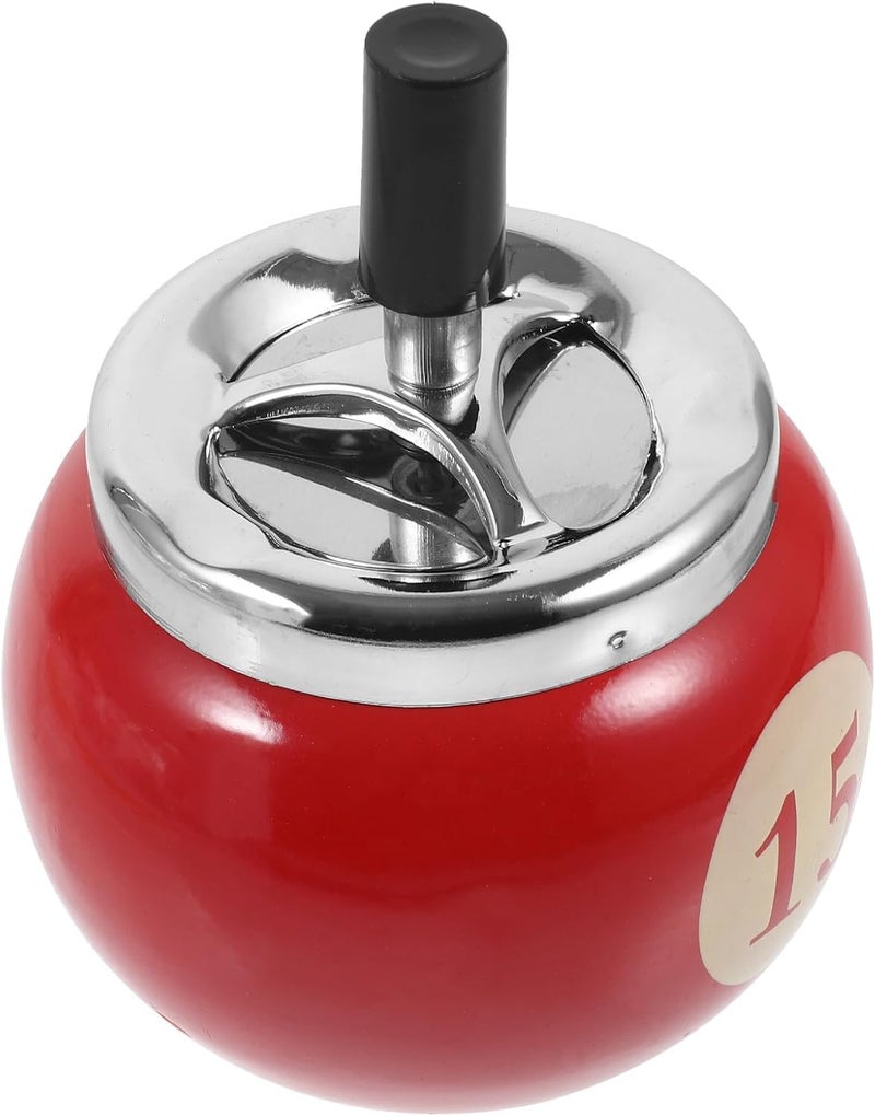 Rotating Windproof Ashtray with Lid Metal Small Indoor Desktop Ashtray Container for Home and Office Use Red - Image 1