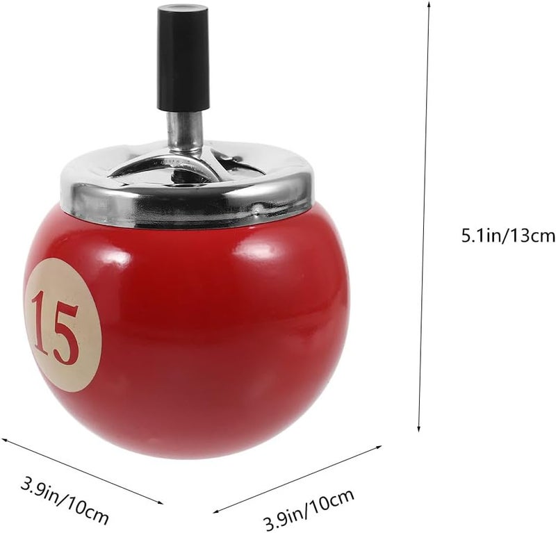 Rotating Windproof Ashtray with Lid Metal Small Indoor Desktop Ashtray Container for Home and Office Use Red - Image 2