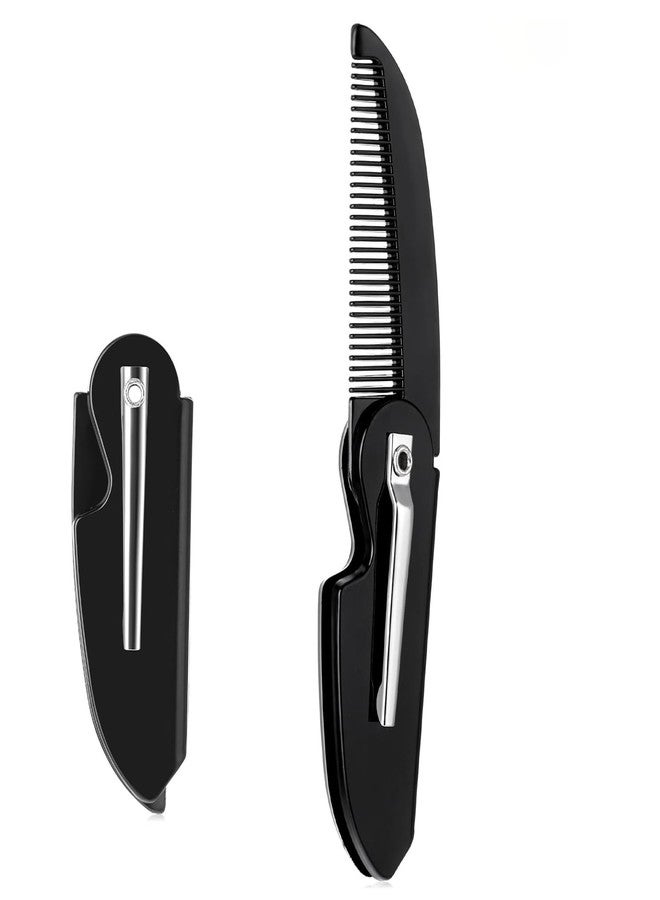 سكويشي مشط لحية للرجال، مشط جيب للرجال، مشط قابل للطي، مجموعة أدوات العناية باللحية، فرشاة لحية صغيرة الحجم للسفر والاستخدام اليومي. - Image 1