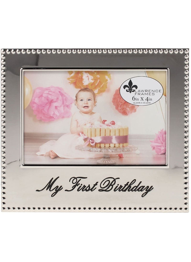 Lawrence Frames Lawrence Frames 4x6 My First Birthday Picture Frame Silver 