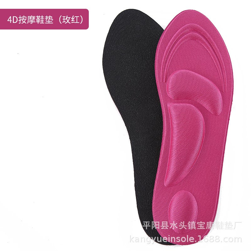 4D Memory Foam Insoles Shock Absorbent 1906-Rose Red 