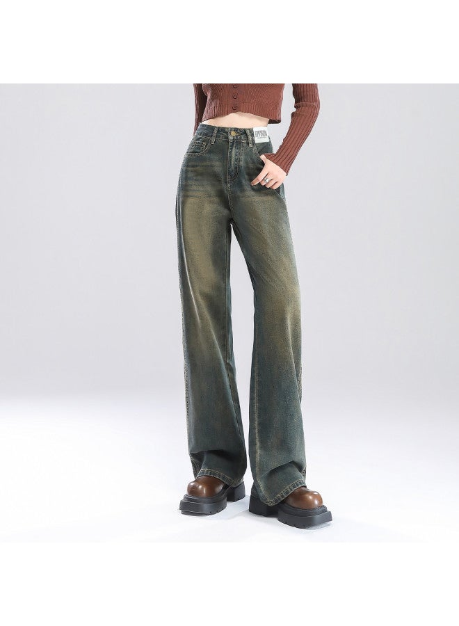 EPTISON Vintage Washed Wide-leg Jeans For Women - 2025 Summer Fashion Loose Fit Slimming Floor-length Wide-leg Pants - Image 4