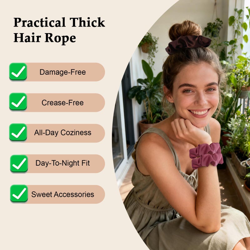 SEVEN STYLE Satin Scrunchies for Women â€“ 8PCS Blush & Brown Silk Hair Ties Set â€“ No Crease, Frizz-Free, Gentle Elastic Hair Bands, Soft & Stylish Everyday Hair Accessories Gifts - Image 3