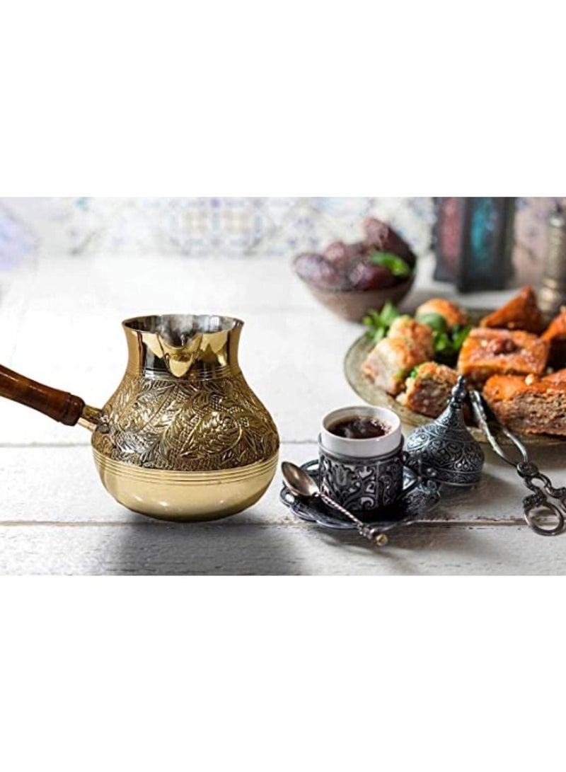 QUESERA Turkish coffee pot Cezve briki Brass jazva coffee warmer Ramadan gift  Golden S 200ml - Image 3
