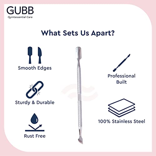 GUBB Nail Pusher & Cuticle Remover | Stainless Steel Cuticle Cutter | Manicure Tool - Image 3