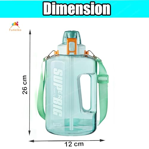 Funeiko Sports Water Bottle - Large Capacity Protein Shaker, Leakproof 1.5 L Gallon For Gym, BPA Free - Polycarbonate (Green) - Image 2
