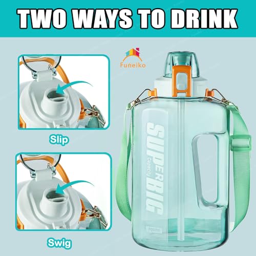 Funeiko Sports Water Bottle - Large Capacity Protein Shaker, Leakproof 1.5 L Gallon For Gym, BPA Free - Polycarbonate (Green) - Image 3