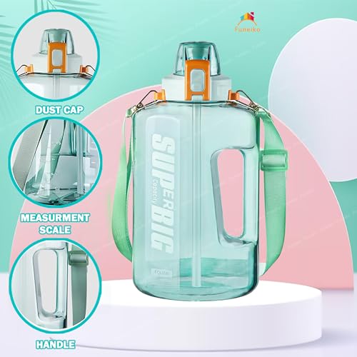 Funeiko Sports Water Bottle - Large Capacity Protein Shaker, Leakproof 1.5 L Gallon For Gym, BPA Free - Polycarbonate (Green) - Image 4