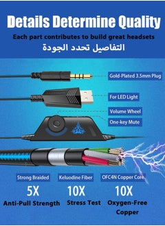 POWER LIFE SY830MV Stereo Gaming Headset for PS5 PS4, PC, Xbox One Controller, Noise Cancelling Over Ear Headphones with Mic, LED Light, Bass Surround, Soft Memory Earmuffs Wired Over-Ear Gaming Headphones  - Image 5