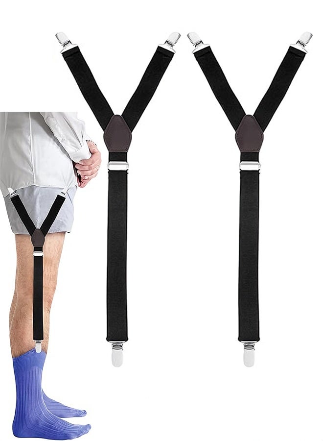 2PCS Shirt Stays Mens Shirt Stays with Non-Slip Clamps Adjustable Shirt Garters for Men & Women - Image 1