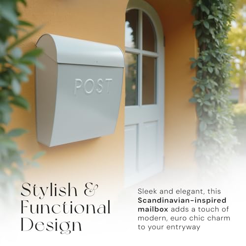 NACH Large Wall Mount Mailbox, 15.07 x 12.44 x 5.39 inches, Gray Mailboxes for Outside Wall Mount, Waterproof - The Sylvia Mailbox - Image 2