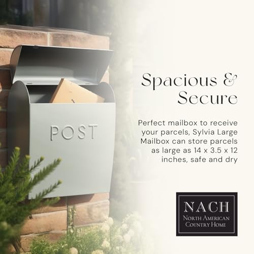 NACH Large Wall Mount Mailbox, 15.07 x 12.44 x 5.39 inches, Gray Mailboxes for Outside Wall Mount, Waterproof - The Sylvia Mailbox - Image 3