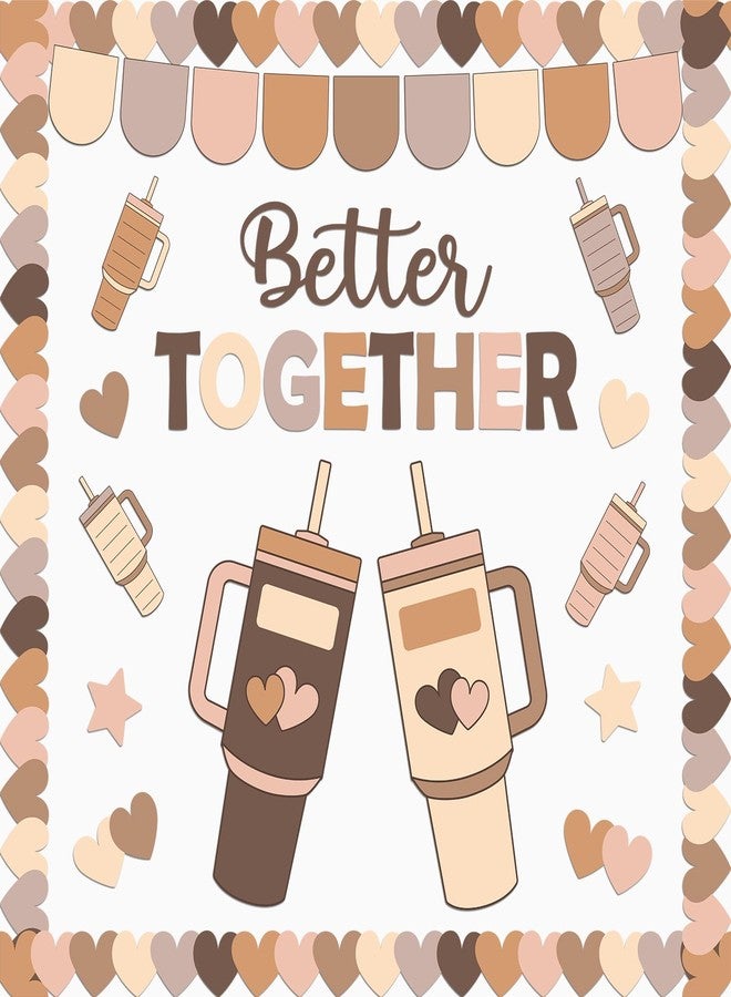 Lonfliness Boho Better Together Classroom Bulletin Board Decorations Motivational Back to School Bulletin Board Set Bottle Cup Paper Cutouts Decor for Office Home School Teachers Kindergarten Wall Door Supplies - Image 1