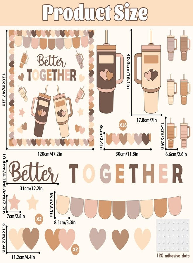 Lonfliness Boho Better Together Classroom Bulletin Board Decorations Motivational Back to School Bulletin Board Set Bottle Cup Paper Cutouts Decor for Office Home School Teachers Kindergarten Wall Door Supplies - Image 2