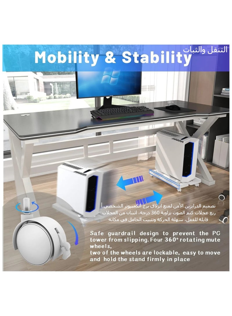 XICEN Mobile CPU Stand CPU Rolling Stand Adjustable Computer Mobile Cart Holder with Locking Caster Wheels PC Stand  - Image 4