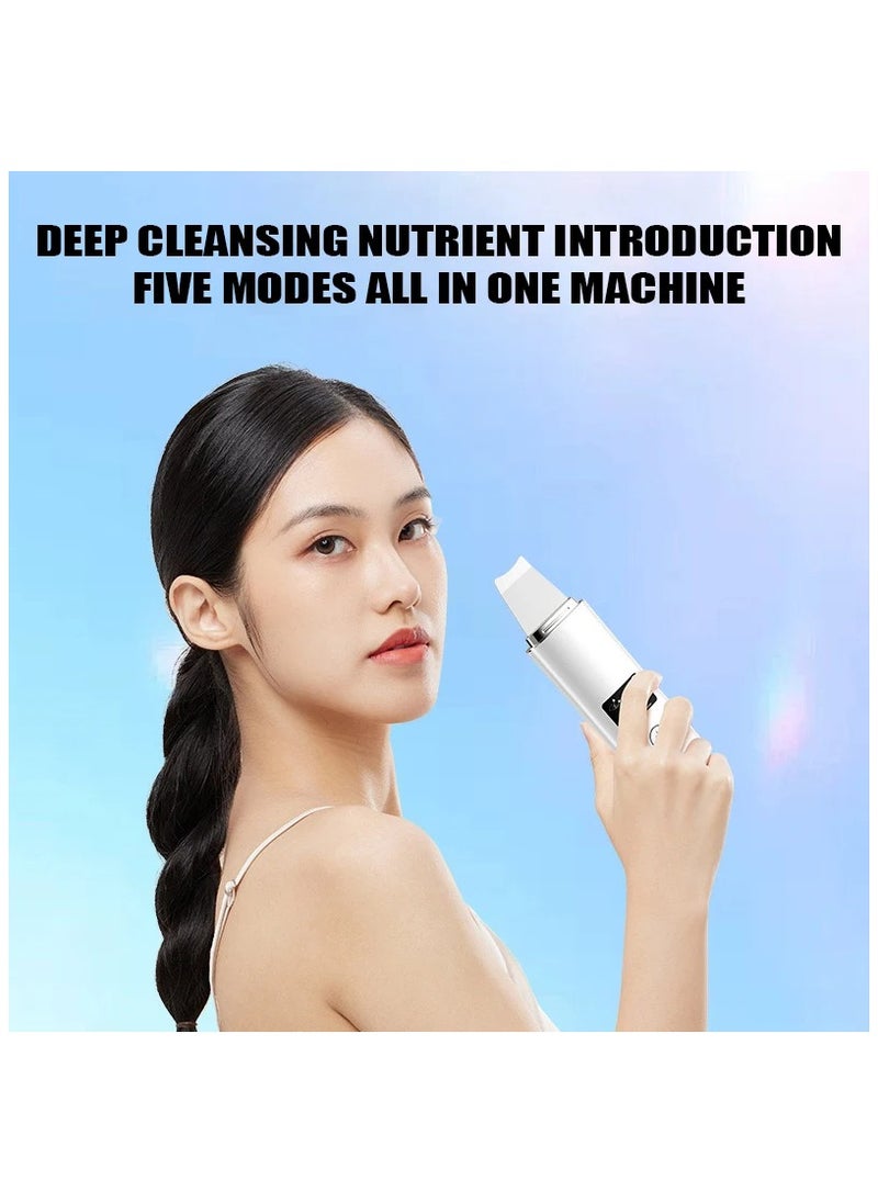 Generic - Ultrasonic exfoliation microcurrent Skin Scrubber Face Spatula, 4 in 1 Blackhead Remover Tool for Pore Cleaner, Skin Scrubber Face Spatula for Facial Deep Cleansing with USB Charger base - Image 1