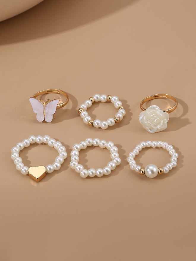 تايك تو طقم خاتم لؤلؤ صناعي من قطعتين -  قطع - Image 5