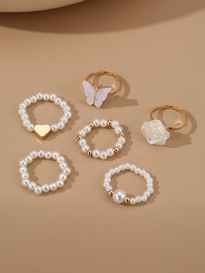 تايك تو طقم خاتم لؤلؤ صناعي من قطعتين -  قطع - Image 4