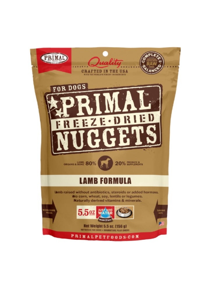 Primal Pet Foods Freeze Dried Dog Nuggets Lamb Complete And Balanced Meal 156g  - Image 1