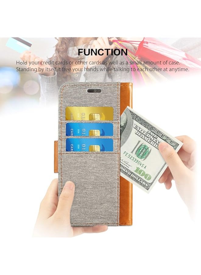 BGM - BGM Case for Galaxy S6 Edge Plus, PU Leather Wallet Case with Soft TPU Back Cover Magnet Flip Case [Card Slots & Kickstand] for Galaxy S6 Edge Plus (Galaxy S6 Edge Plus, Gray) - Image 1