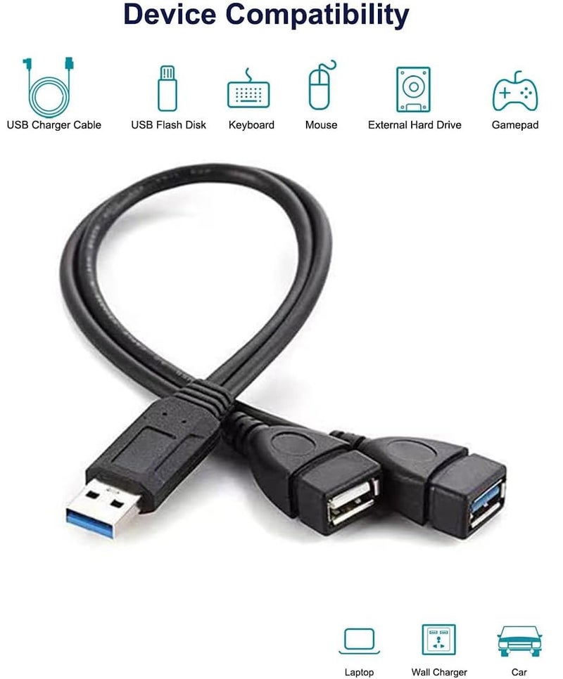 Eanetf USB 3.0 Female to Dual USB Male Splitter Cable, 2 Pack - Image 4