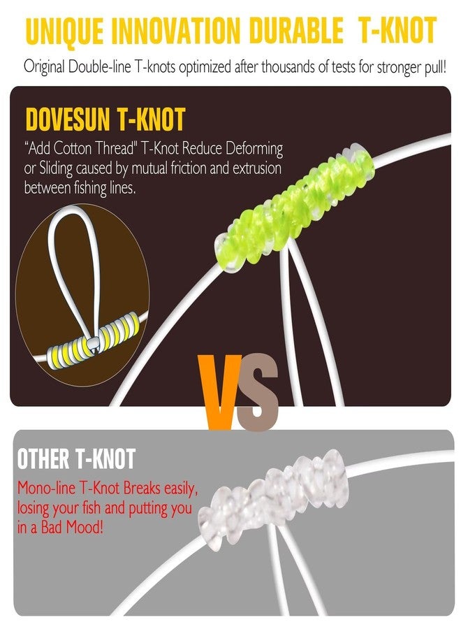 Dovesun High Low Rigs Fishing Saltwater 60lb Pre-Tied Hi/Lo Saltwater Fishing Rigs Strong Unique T Knot Surf Fishing Rigs for Flounder Tautog Porgy Snapper with 3/0 Hook 10PCS - Image 2