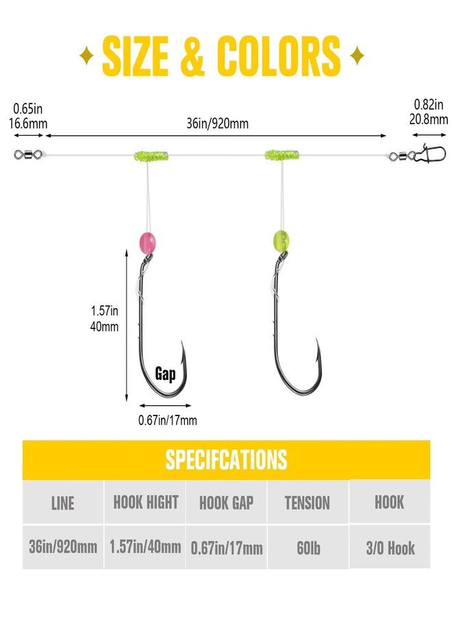 Dovesun High Low Rigs Fishing Saltwater 60lb Pre-Tied Hi/Lo Saltwater Fishing Rigs Strong Unique T Knot Surf Fishing Rigs for Flounder Tautog Porgy Snapper with 3/0 Hook 10PCS - Image 5