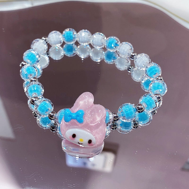 Kids Trendy Cartoon Beaded Bracelet Jelly Colors Pink melody blue and white two-color bracelet (bag)