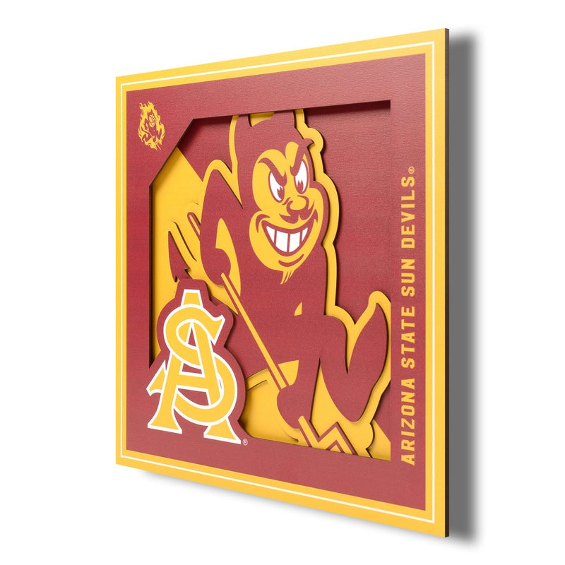 YouTheFan YouTheFan NCAA Arizona State Sun Devils 3D Logo Series Wall Art  12x12 
