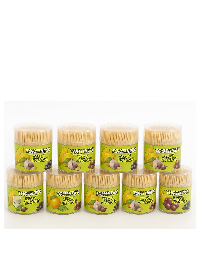 SAQOWARE (10 Pack) Bamboo Wooden Toothpicks | Double Sided Round Bamboo Sticks | Toothpick for Teeth, Food Pick Appetizers, Fruits & DIY Craft and Home, Offices, Restaurants and Cafe - Image 1