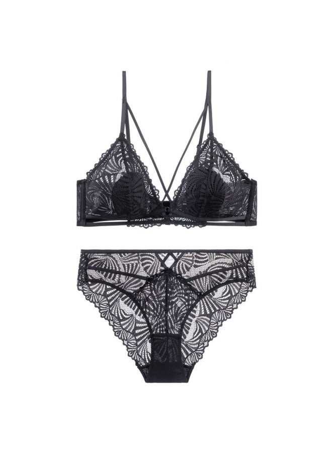 European And American New Lace Cross Strap Underwear Women's Thin Wireless Rabbit Ears Comfortable Breathable Bra Suit