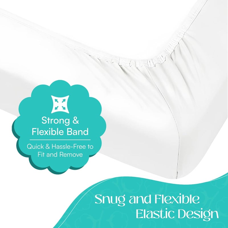 2 x Cot Fitted Sheets 120x60cm - 100% Cotton, Soft breathable baby cot sheets (White) - Image 4