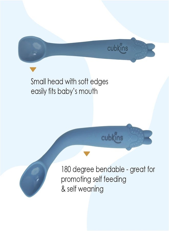 Cubkins Steel Head Fork with Early Feeding Bendable Training Spoon for Feeding Baby | Non Toxic, Food Safe and BPA Free | Washable and Reusable (Blue Olive) - Image 5